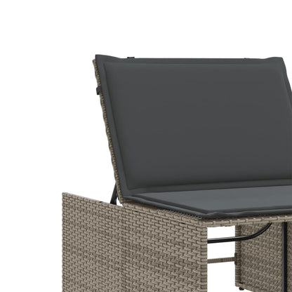 Lettini prendisole 2 pz con tavolo grigio in polyrattan - homemem39