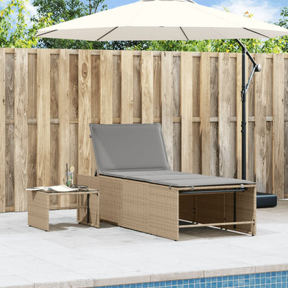 Lettini prendisole 2 pz con tavolo beige in polyrattan - homemem39