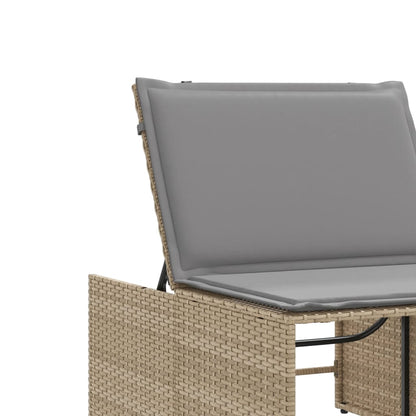 Lettini prendisole 2 pz con tavolo beige in polyrattan - homemem39
