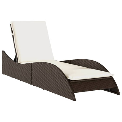 Sun lounger with brown cushion 60x205x73 cm Polyrattan