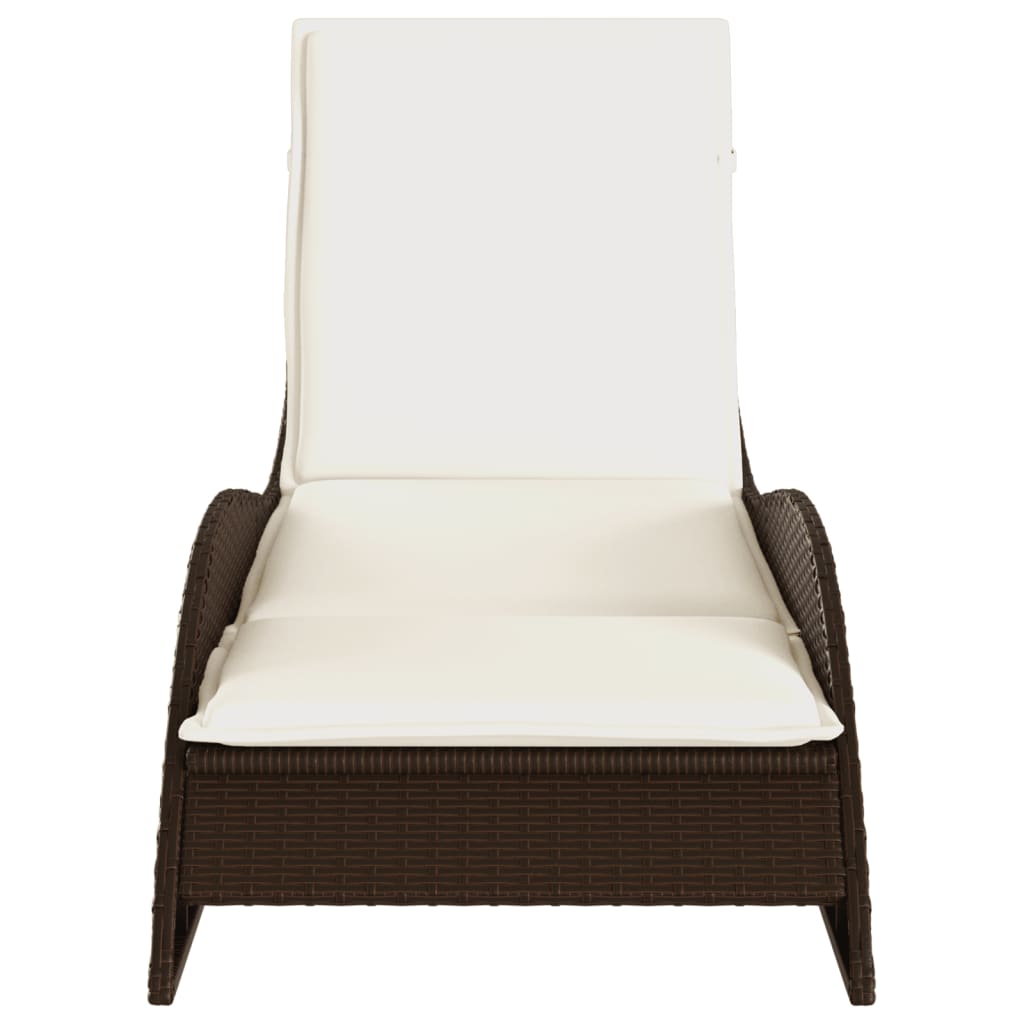 Sun lounger with brown cushion 60x205x73 cm Polyrattan