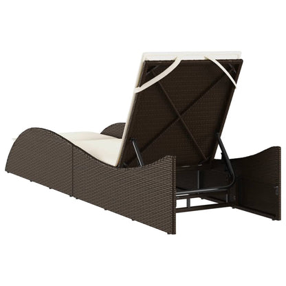 Sun lounger with brown cushion 60x205x73 cm Polyrattan