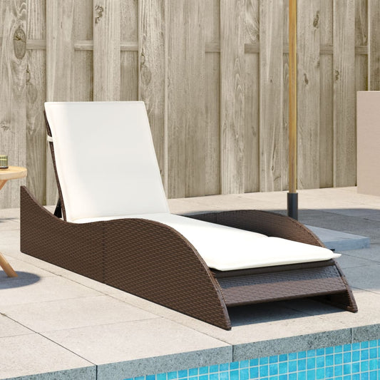 Sun lounger with brown cushion 60x205x73 cm Polyrattan