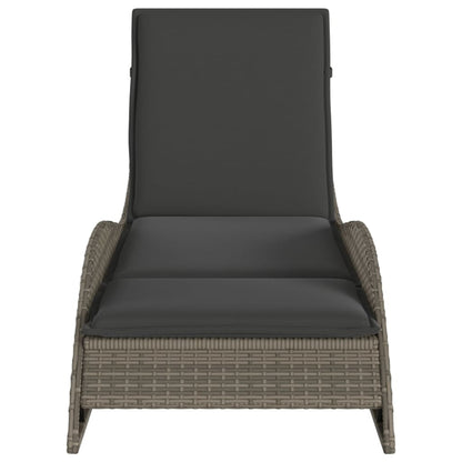 Sun Lounger with Gray Cushion 60x205x73 cm Polyrattan