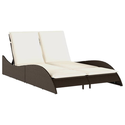 Sun Lounger with Brown Cushions 114x205x73 cm Polyrattan