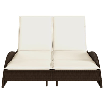 Lettino Prendisole con Cuscini Marrone 114x205x73 cm Polyrattan