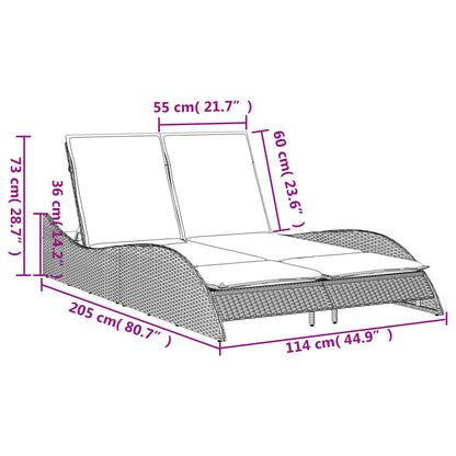 Cot with Light Gray Cushions 114x205x73 cm in Polyrattan