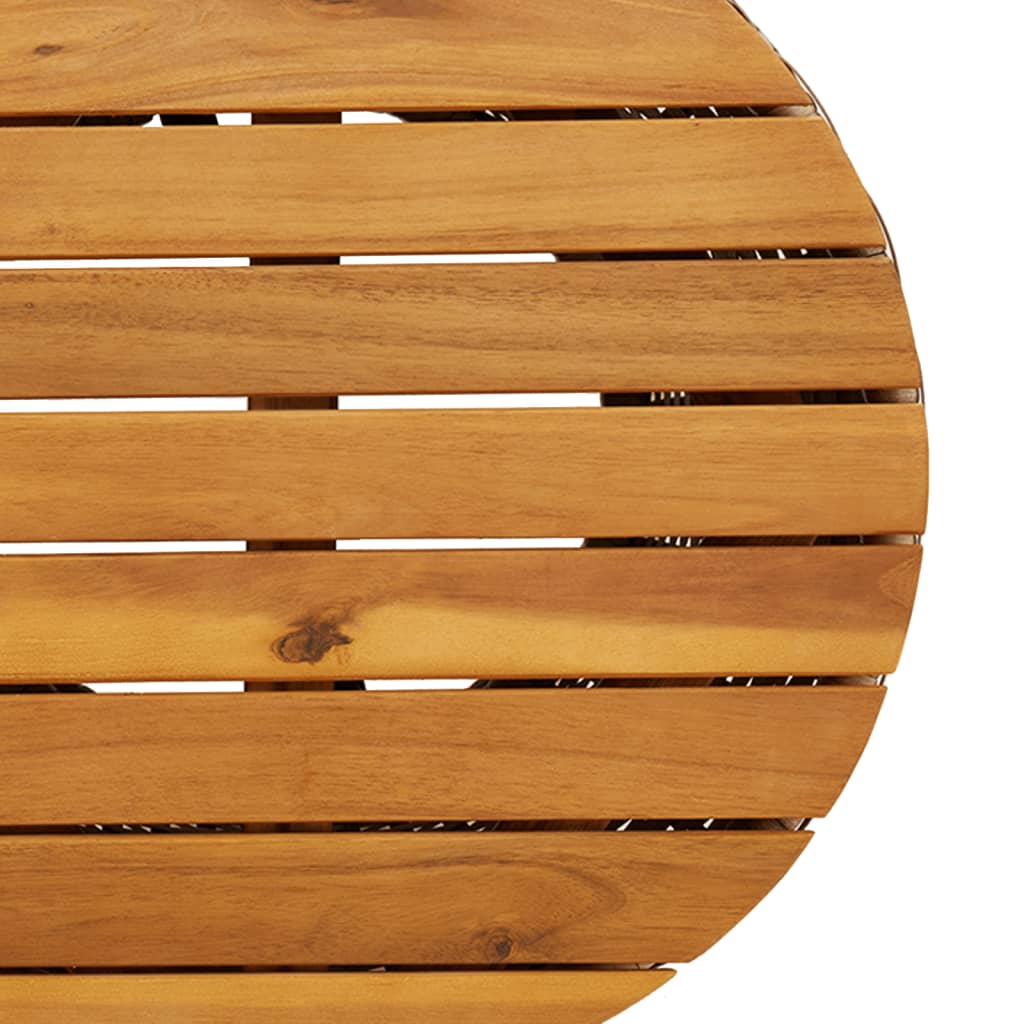 Tavolino Giardino Forma Tamburo Beige Polyrattan Legno Massello