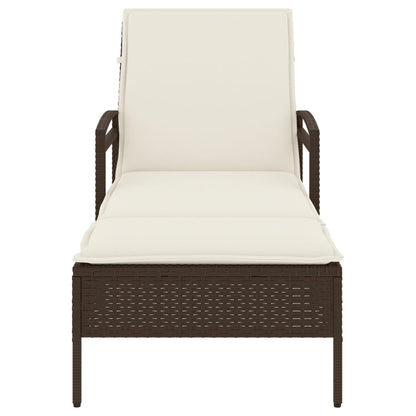 Sun lounger with brown cushion 63x200x81 cm Polyrattan