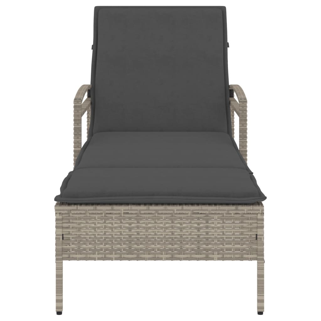 Cot with Light Gray Cushion 63x200x81 cm in Polyrattan