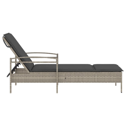 Cot with Light Gray Cushion 63x200x81 cm in Polyrattan