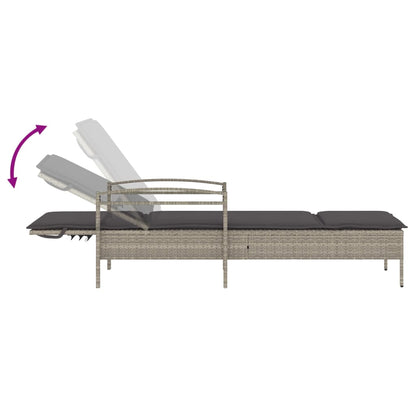 Cot with Light Gray Cushion 63x200x81 cm in Polyrattan