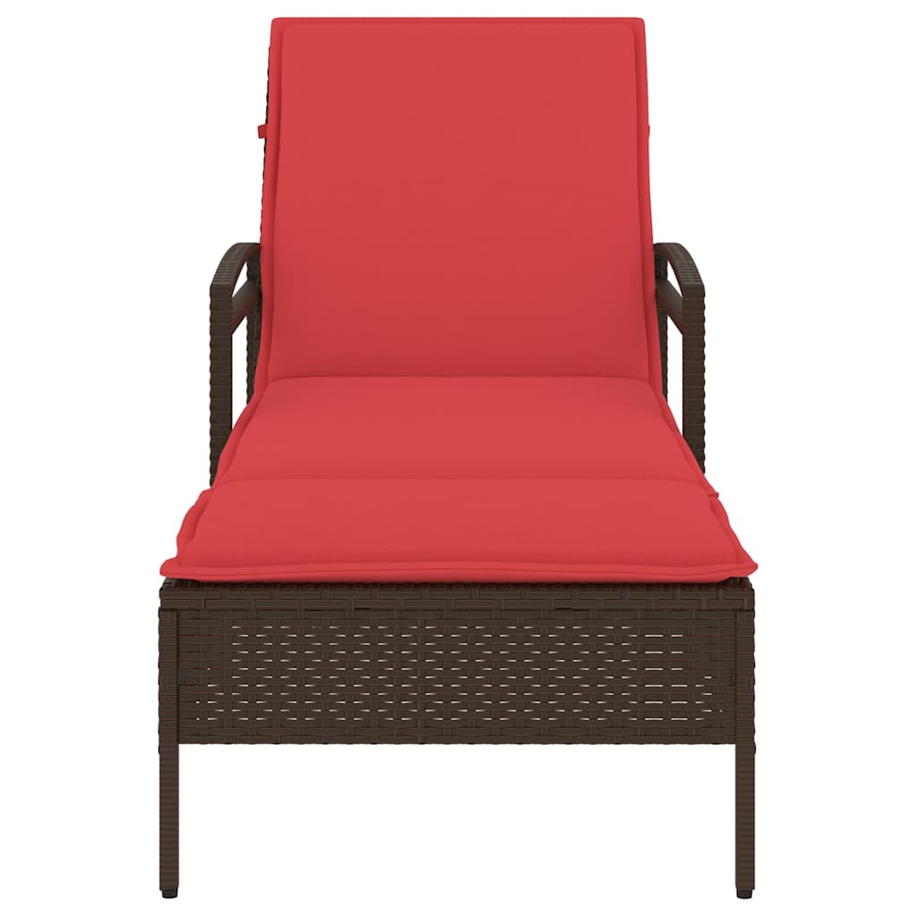 Lettino Prendisole con Cuscino Marrone 63x200x81 cm in Polyrattan (solo USA)