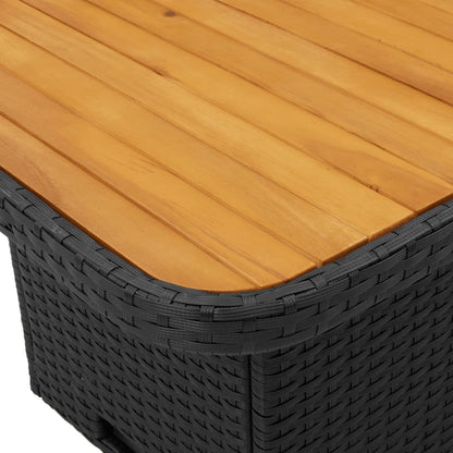 Tavolo da Giardino Nero 80x80x71cm in Polyrattan e Legno Acacia