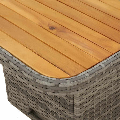 Tavolo Giardino Grigio 110x110x71cm Polyrattan Legno di Acacia