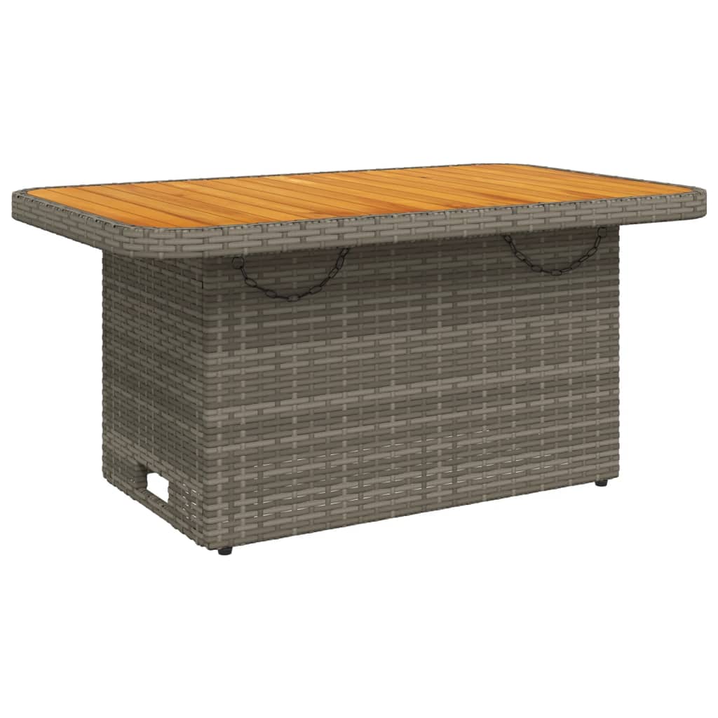 Tavolo Giardino Grigio 90x55x71 cm in Polyrattan e Legno Acacia