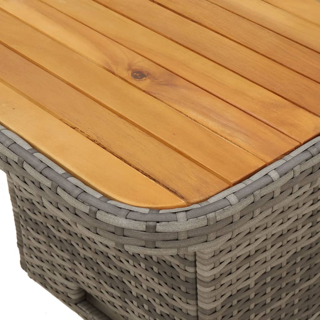 Tavolo Giardino Grigio 90x55x71 cm in Polyrattan e Legno Acacia