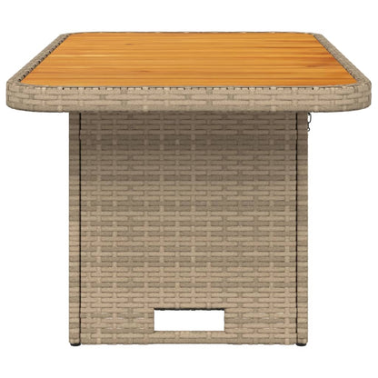 Tavolo da Giardino Beige 90x55x71cm Polyrattan e Legno Acacia