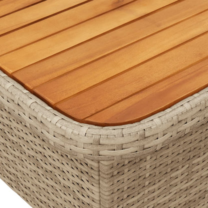 Tavolo da Giardino Beige 90x55x71cm Polyrattan e Legno Acacia