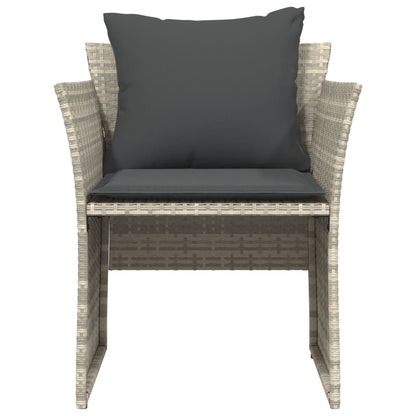 Garden Chair with Footrest in Light Gray Polyrattan
