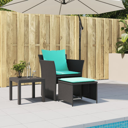 Poltrona da Giardino con Poggiapiedi in Polyrattan Nero | homemem39