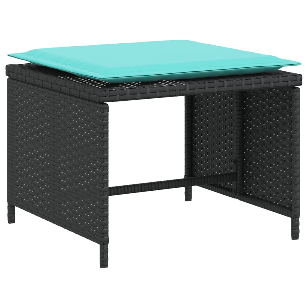 Poltrona da Giardino con Poggiapiedi in Polyrattan Nero | homemem39