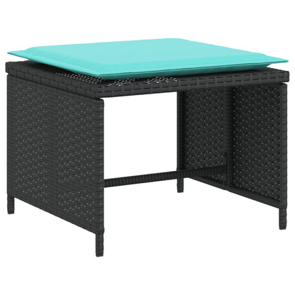 Poltrona da Giardino con Poggiapiedi in Polyrattan Nero | homemem39