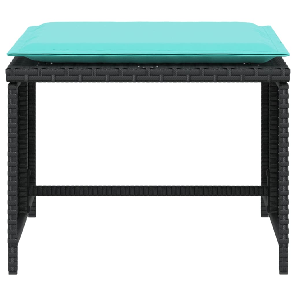 Poltrona da Giardino con Poggiapiedi in Polyrattan Nero | homemem39