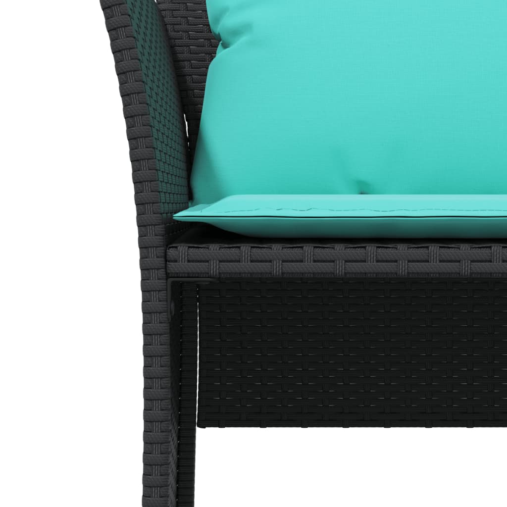 Poltrona da Giardino con Poggiapiedi in Polyrattan Nero | homemem39