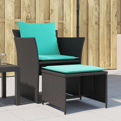 Poltrona da Giardino con Poggiapiedi in Polyrattan Nero | homemem39