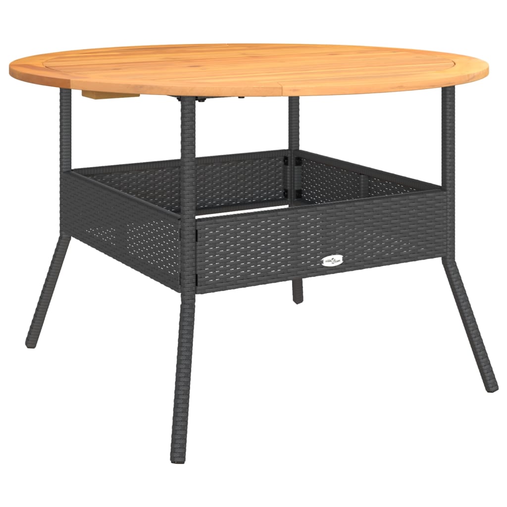 Garden Table Black Acacia Wood Top Ø110x71 cm Polyrattan