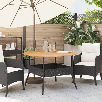 Garden Table Black Acacia Wood Top Ø110x71 cm Polyrattan