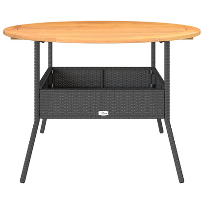 Garden Table Black Acacia Wood Top Ø110x71 cm Polyrattan