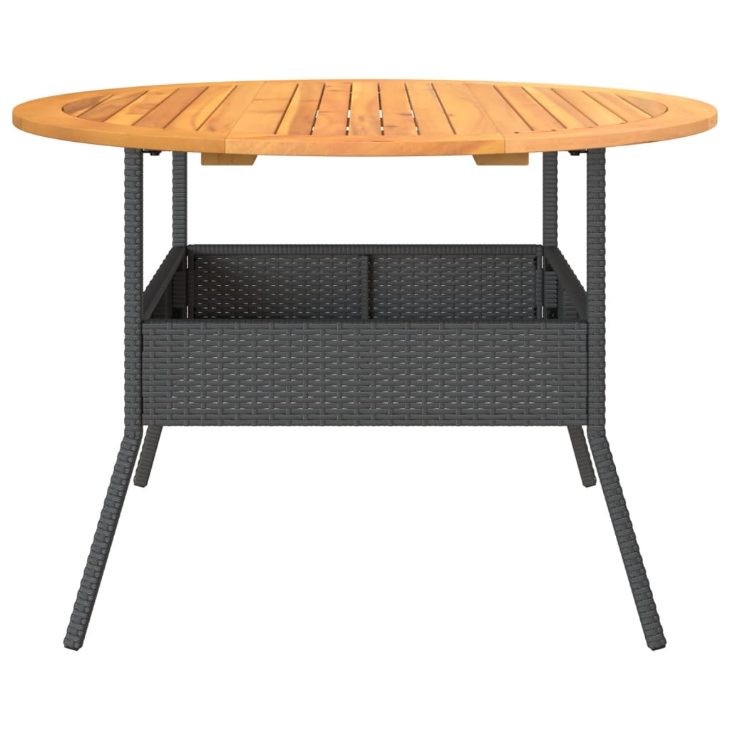 Garden Table Black Acacia Wood Top Ø110x71 cm Polyrattan