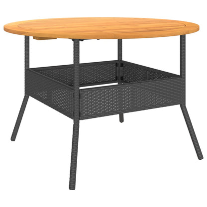 Garden Table Black Acacia Wood Top Ø110x71 cm Polyrattan