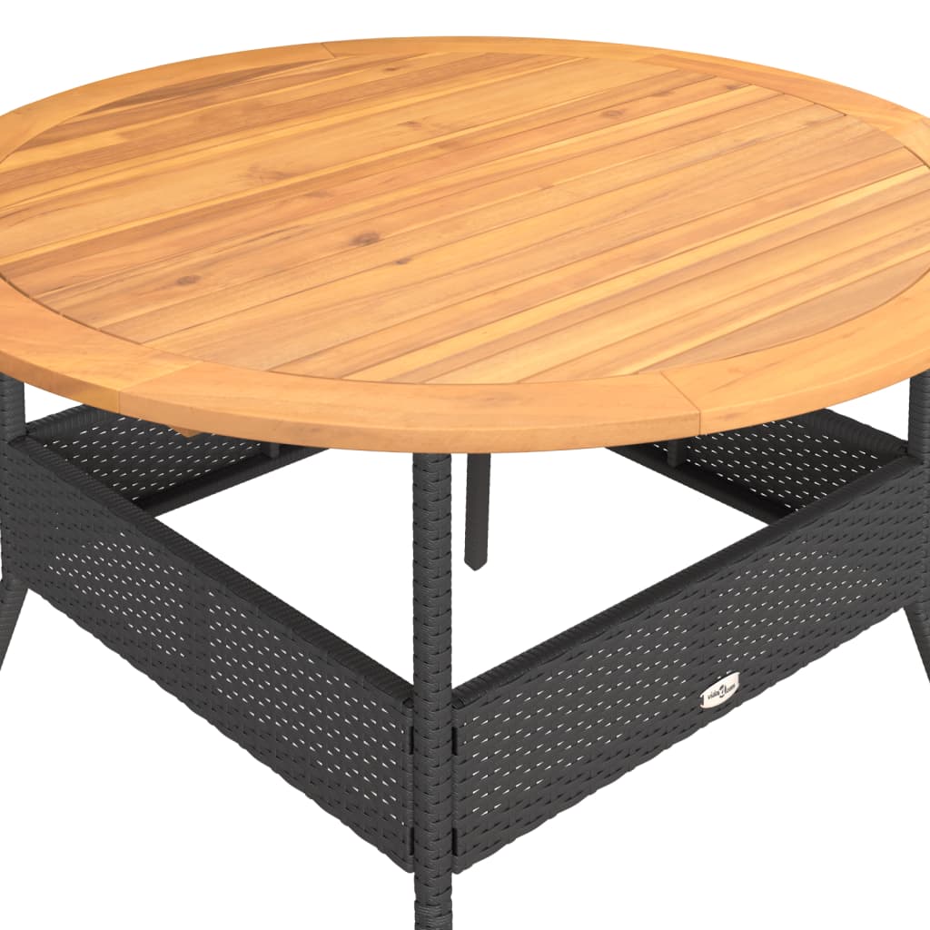 Garden Table Black Acacia Wood Top Ø110x71 cm Polyrattan