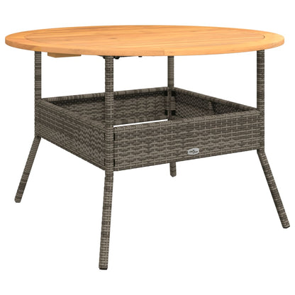 Garden Table Gray Acacia Wood Top Ø110x71 cm Polyrattan