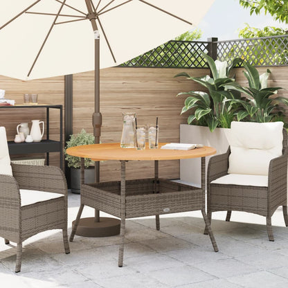 Tavolo Giardino Piano Legno Acacia Grigio Ø110x71 cm Polyrattan