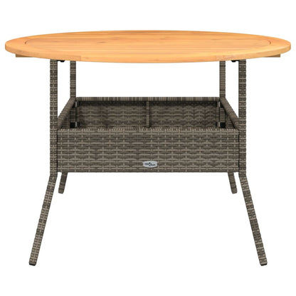 Garden Table Gray Acacia Wood Top Ø110x71 cm Polyrattan