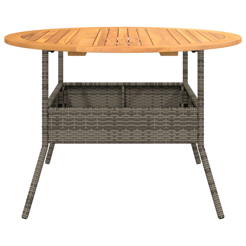 Tavolo Giardino Piano Legno Acacia Grigio Ø110x71 cm Polyrattan