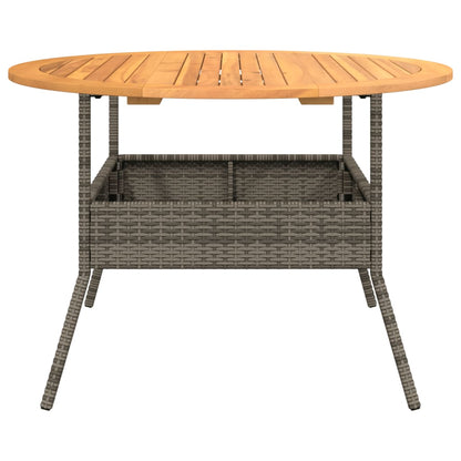 Tavolo Giardino Piano Legno Acacia Grigio Ø110x71 cm Polyrattan