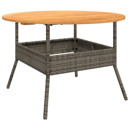 Garden Table Gray Acacia Wood Top Ø110x71 cm Polyrattan