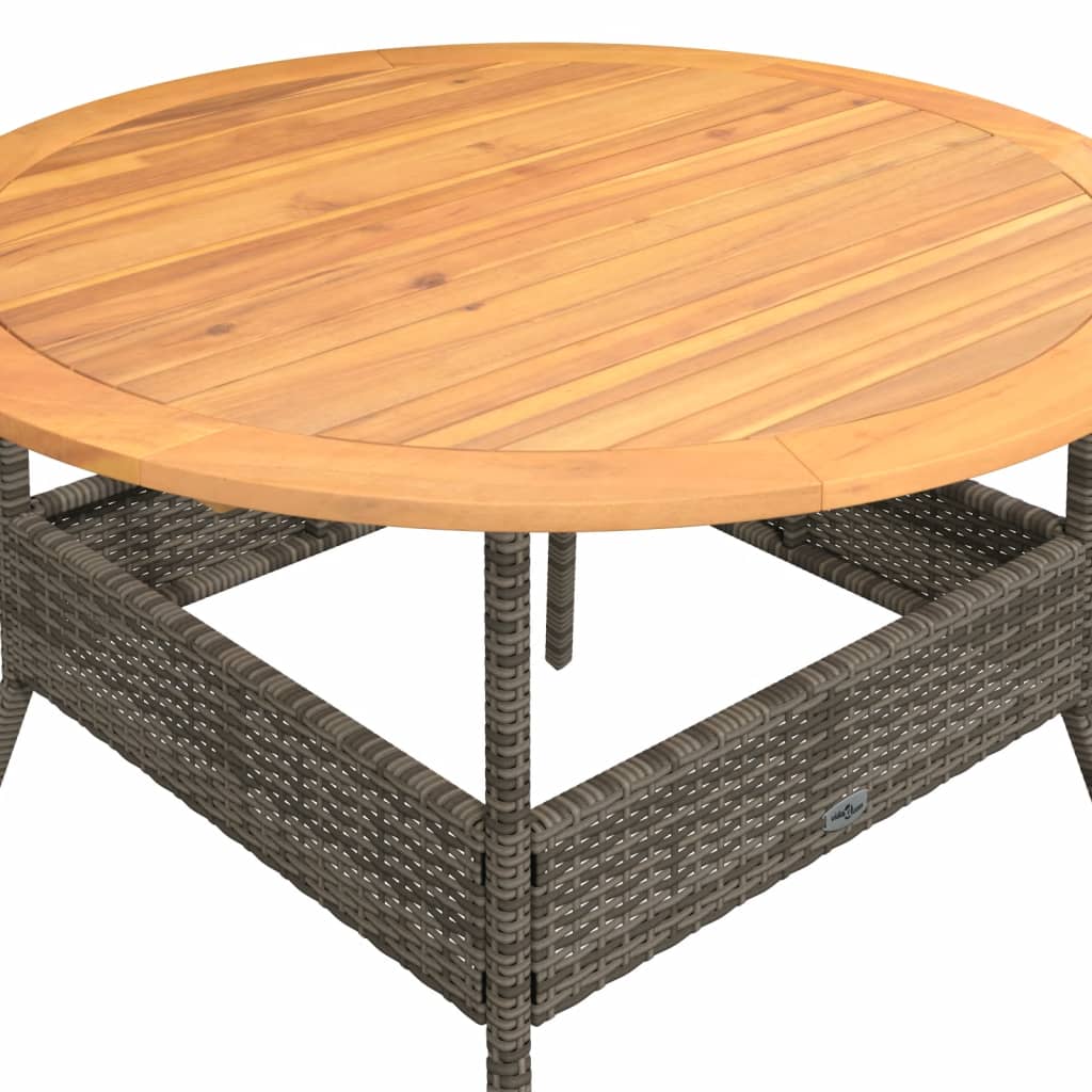 Tavolo Giardino Piano Legno Acacia Grigio Ø110x71 cm Polyrattan