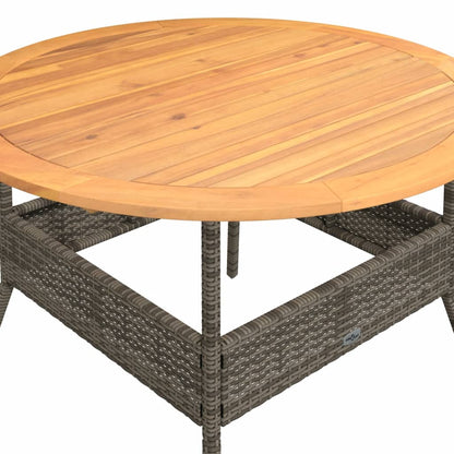 Tavolo Giardino Piano Legno Acacia Grigio Ø110x71 cm Polyrattan