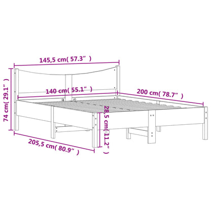 Giroletto senza Materasso Marrone Cera 140x200cm Massello Pino | homemem39