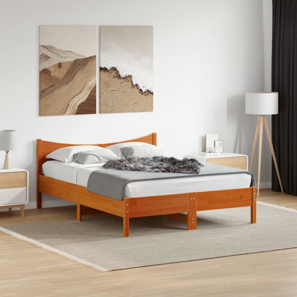 Letto senza Materasso Marrone Cera 120x200 cm in Legno di Pino | homemem39