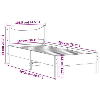 Letto senza Materasso Marrone Cera 100x200 cm in Legno di Pino - homemem39