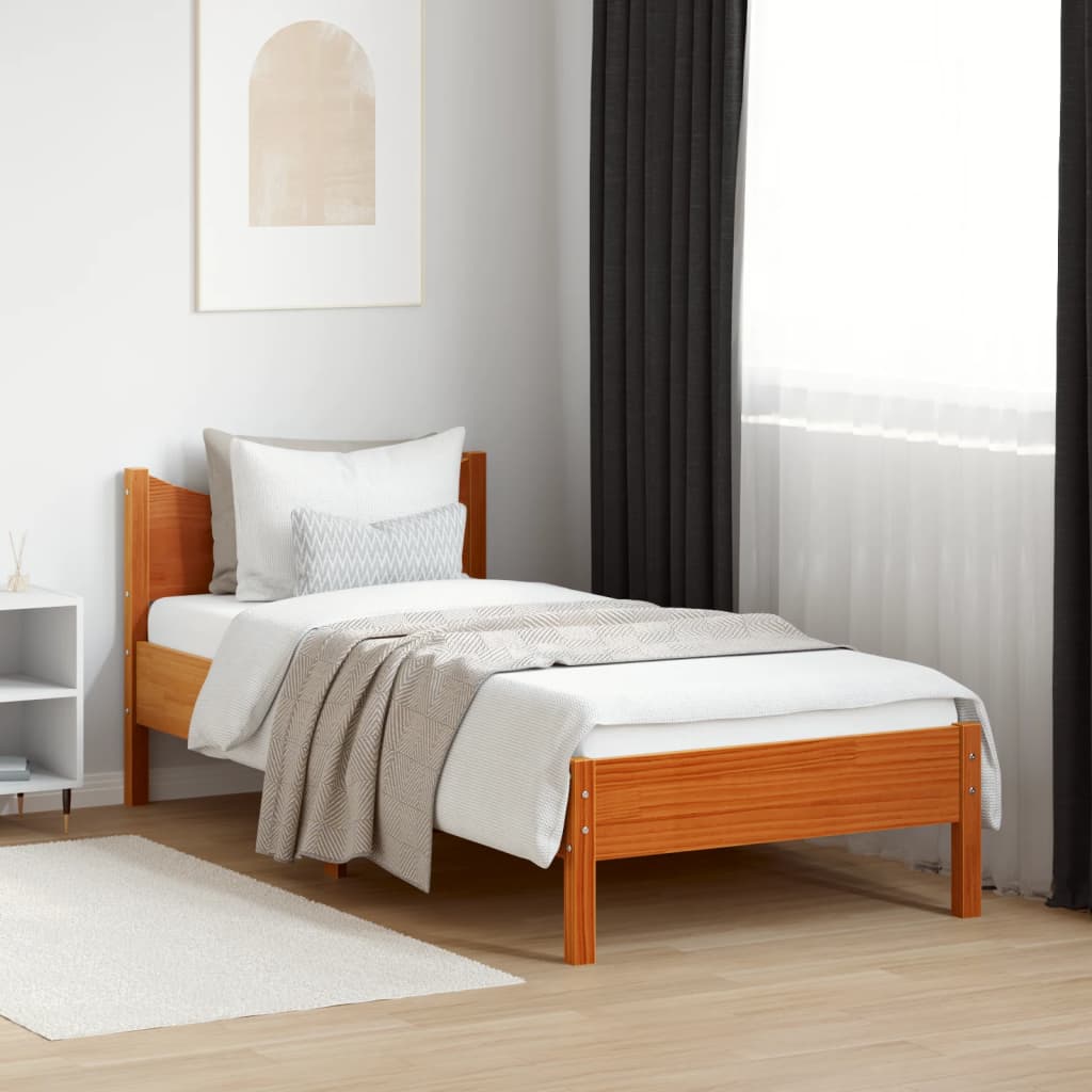 Letto senza Materasso Marrone Cera 100x200 cm in Legno di Pino | homemem39