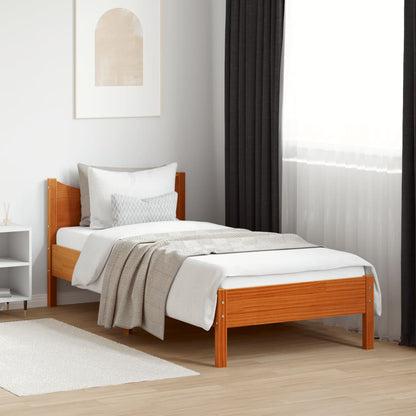 Letto senza Materasso Marrone Cera 90x200 cm Legno di Pino | homemem39
