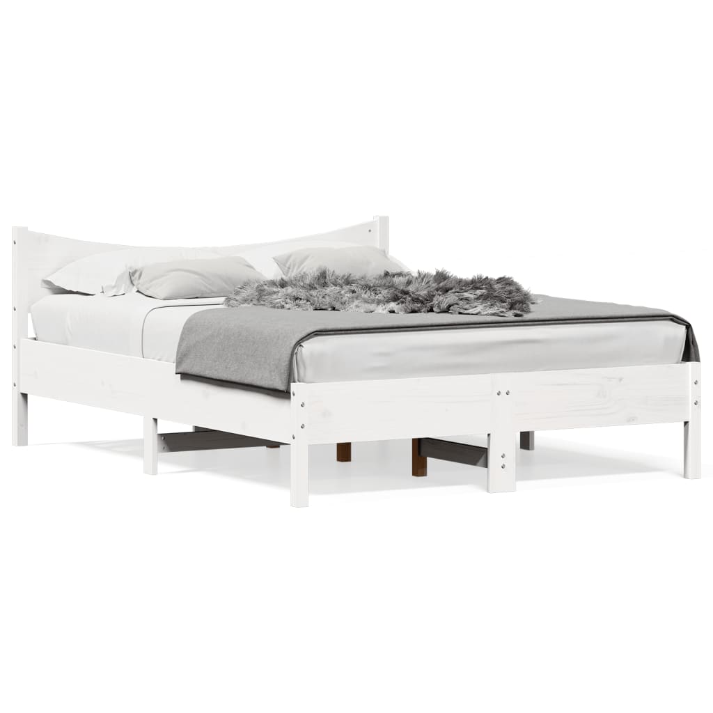 Letto senza Materasso Bianco 140x190 cm Legno Massello di Pino | homemem39